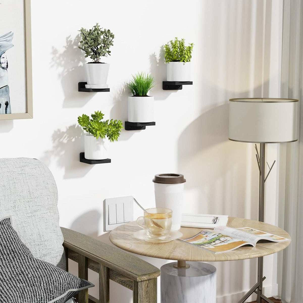 SRIWATANA Black Mini Floating Shelves, Set of 4 Small Wall Display Shelf