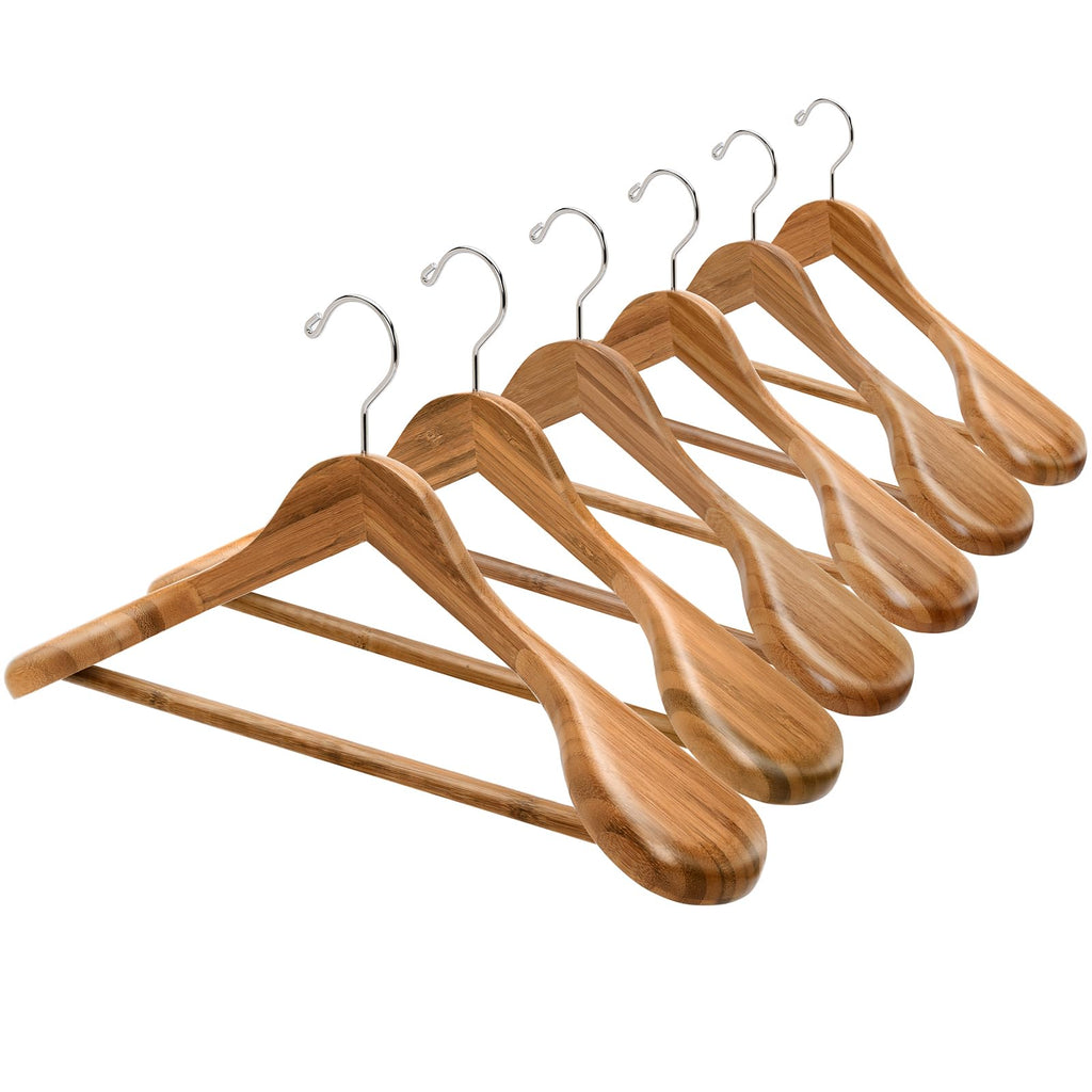 Amber Home 6 Pack Natural Wide Shoulder Wooden Suit Hangers