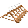 Amber Home 6 Pack Natural Wide Shoulder Wooden Suit Hangers