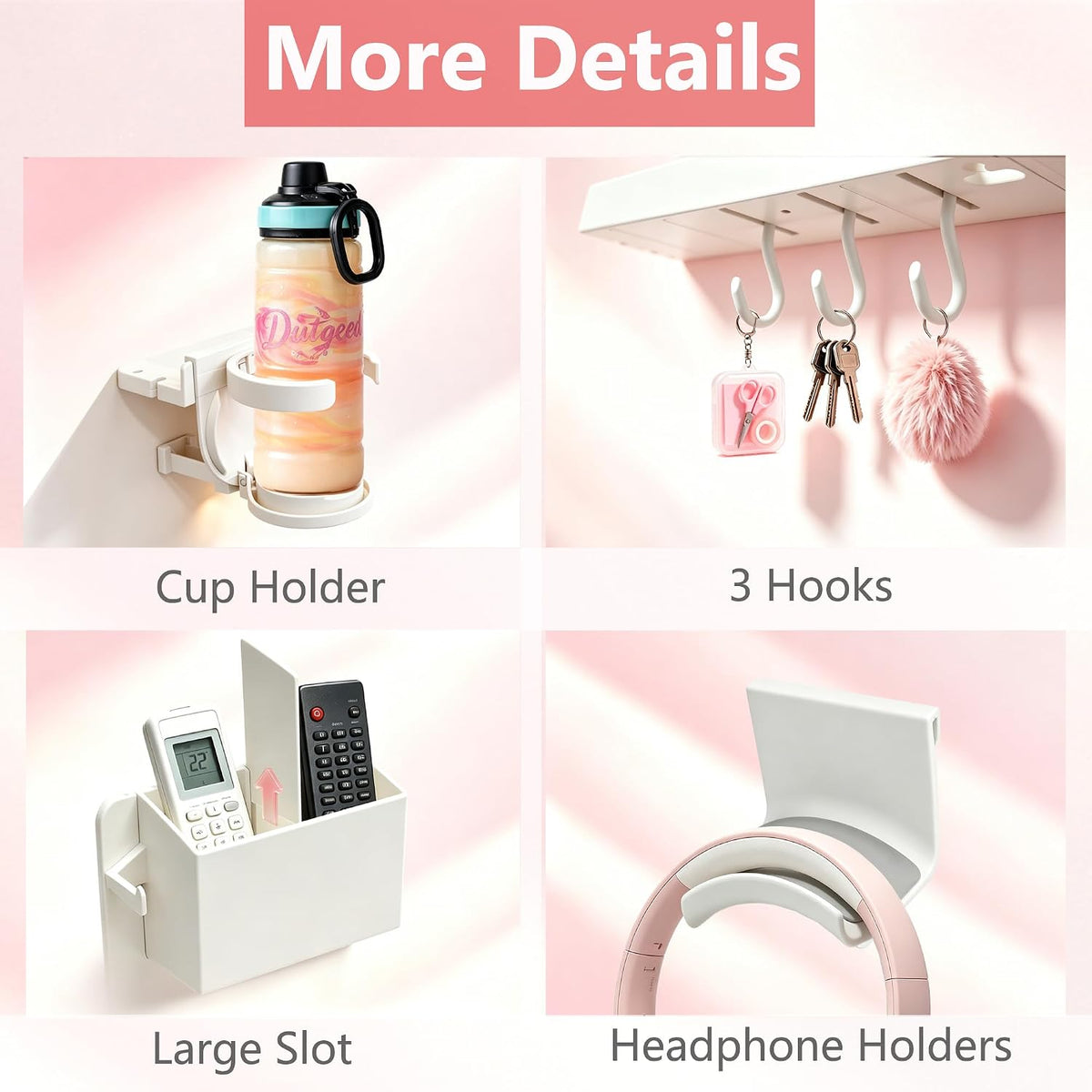 Floating Shelves for Bedside Shelf, Stick On No Drill Wall Shelf Organizer