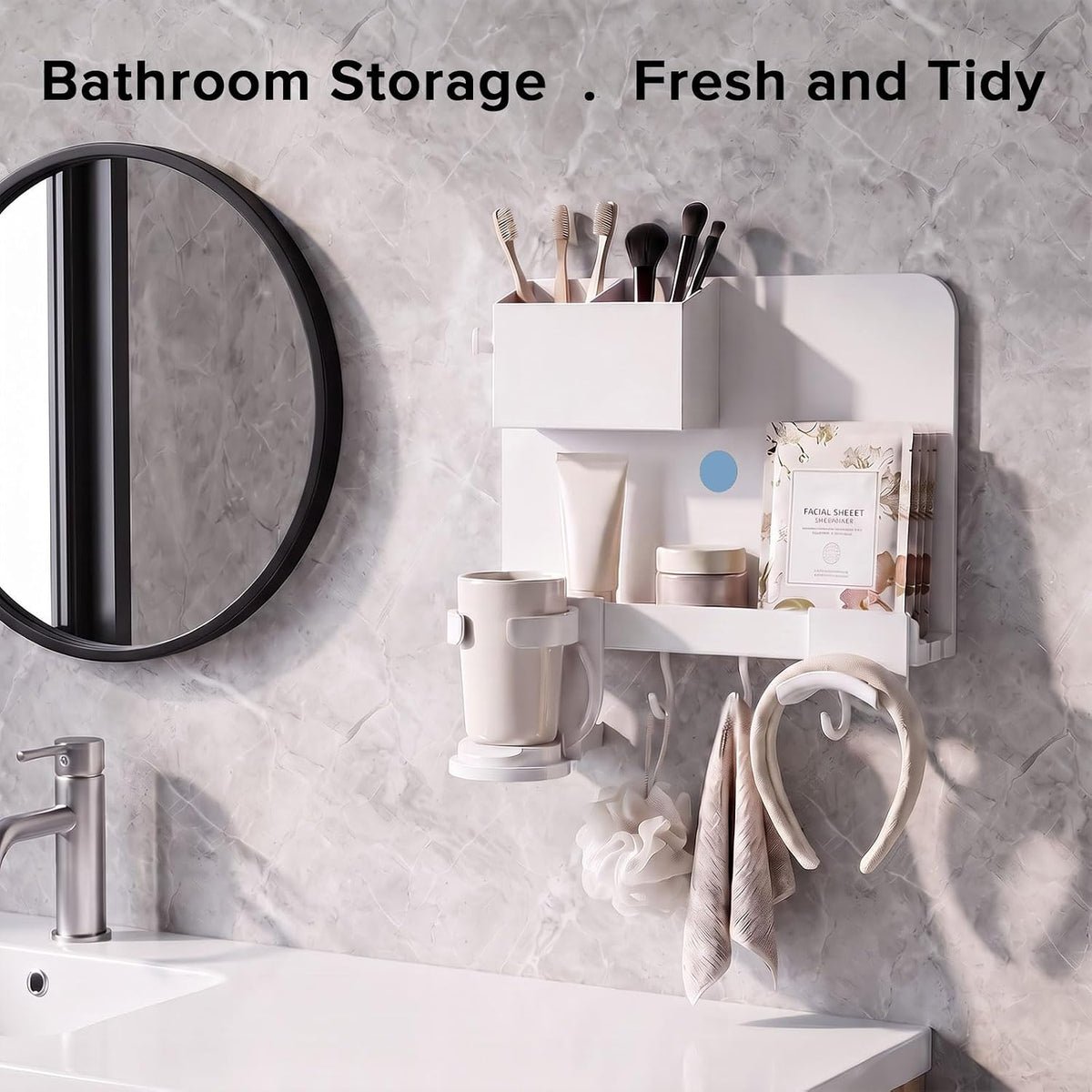 Bedside Shelf Wall Mount, Adhesive Floating Shelves for Dorm Room Organizer