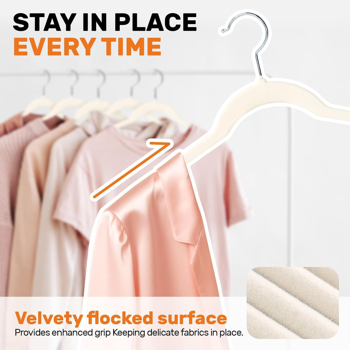 Sishynio Velvet Shirt Hangers 30 Pack, Slim Felt Hangers Beige