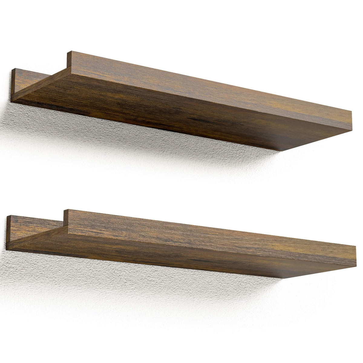 Boswillon Floating Shelves Set of 2, Small Wall Shelf with Lip, 16in, Black