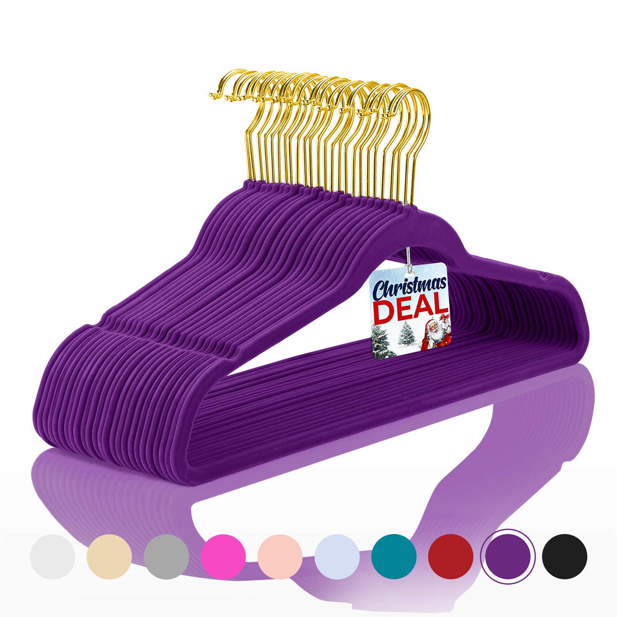 MIZGI Premium Velvet Hangers Pack 50 Pcs Heavyduty - Non Slip Slimline - Velvet Suit Hangers Ivory - Gold Hooks,Space Saving Clothes Hangers …