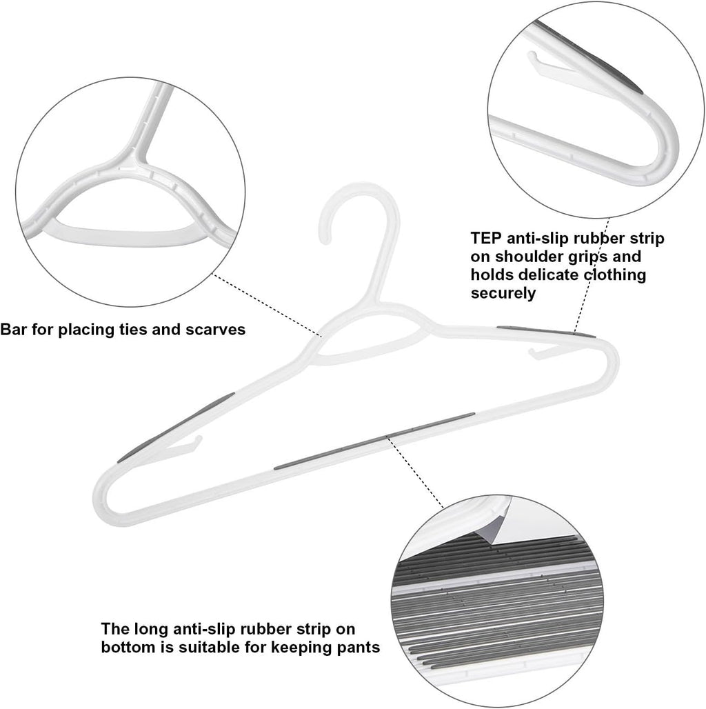 Plastic Clothes Hangers 30 Pack, Non Slip Coat Hanger Grey