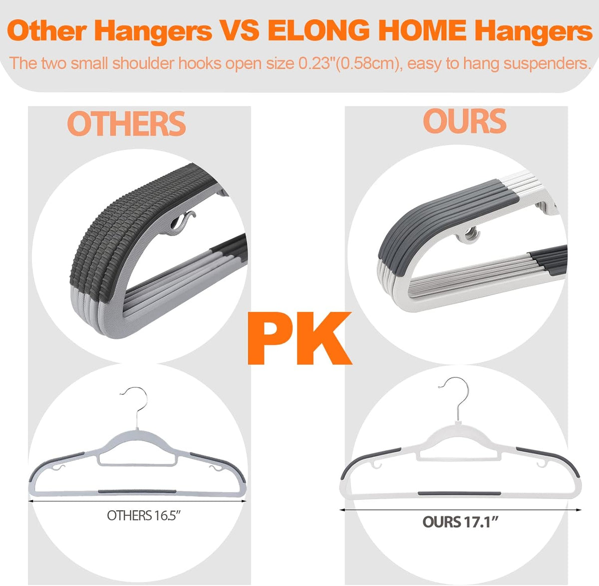 Plastic Hangers 30 Pack, Non Slip Slim Clothes Hangers