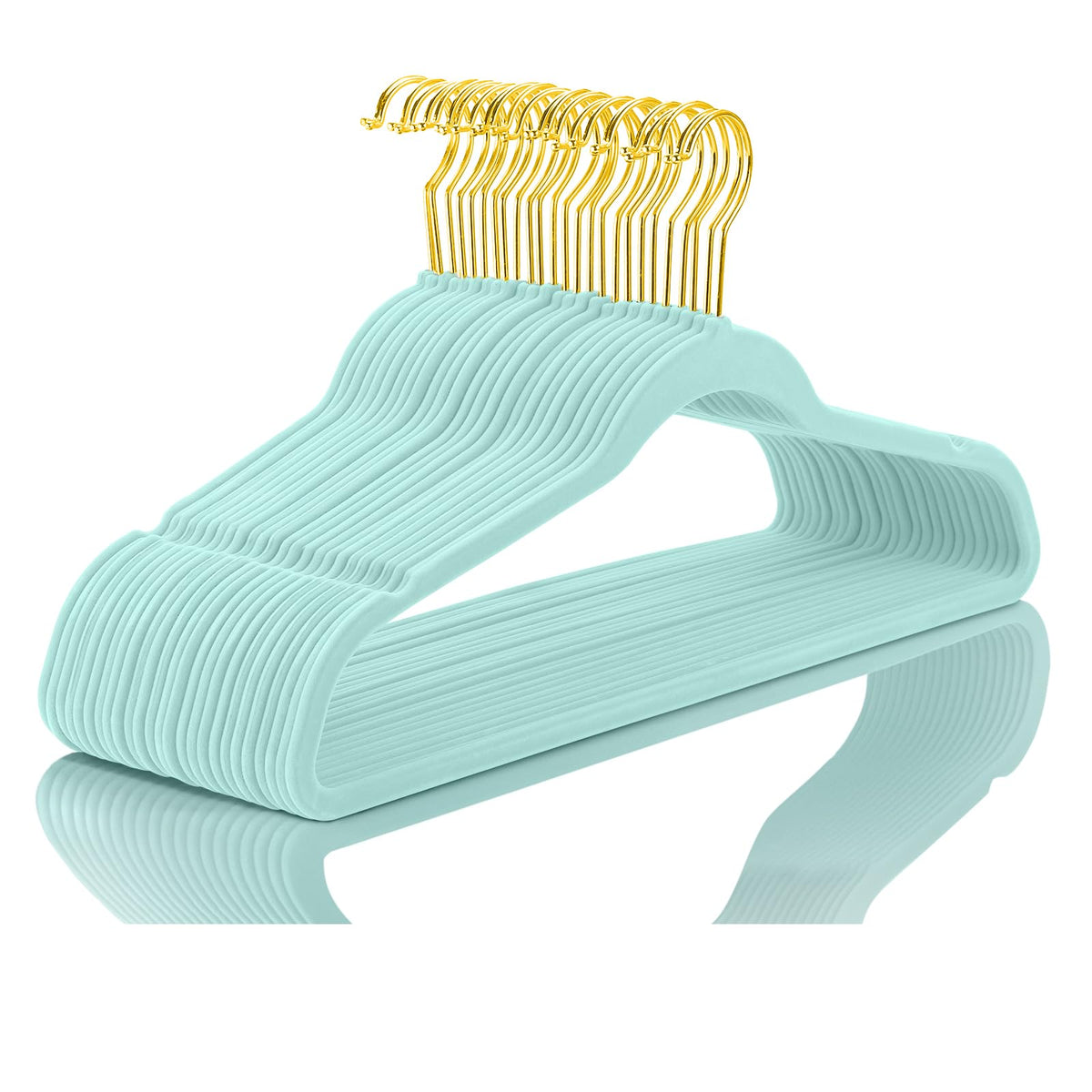 MIZGI Premium Velvet Hangers Pack 50 Pcs Heavyduty - Non Slip Slimline - Velvet Suit Hangers Ivory - Gold Hooks,Space Saving Clothes Hangers …