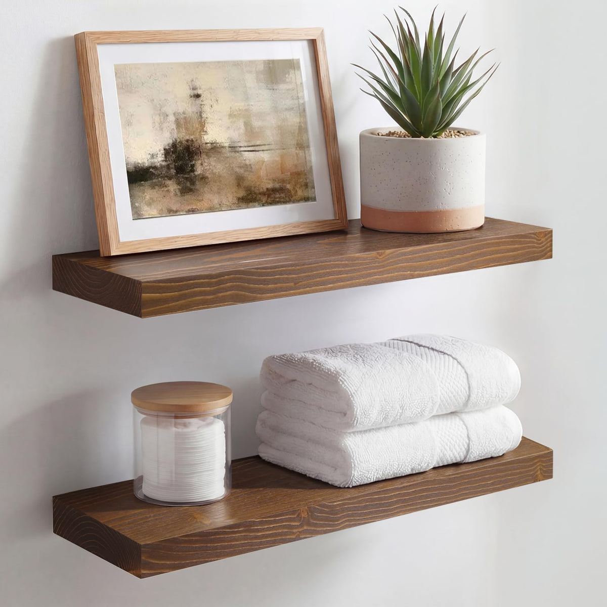 Homeforia 12 Inch Floating Shelves, High-End Solid Pine Wood, Set of 2
