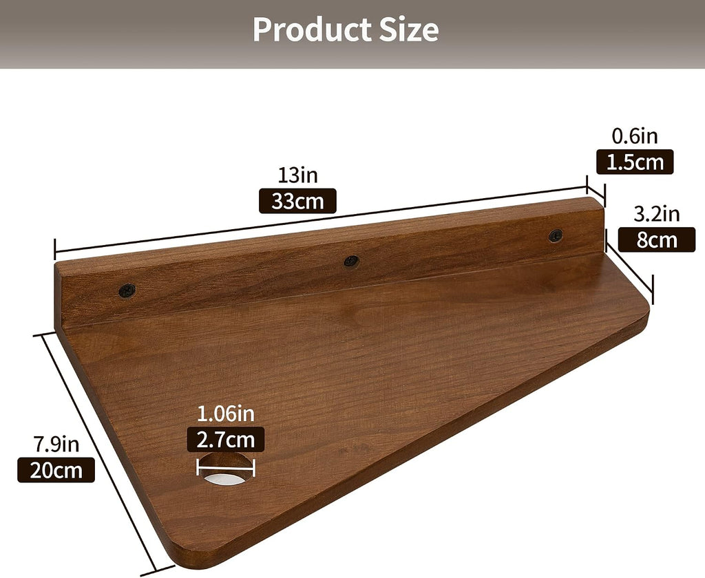 SUMGAR Floating Nightstand Set of 2 Walnut Bedside Shelf for Small Spaces