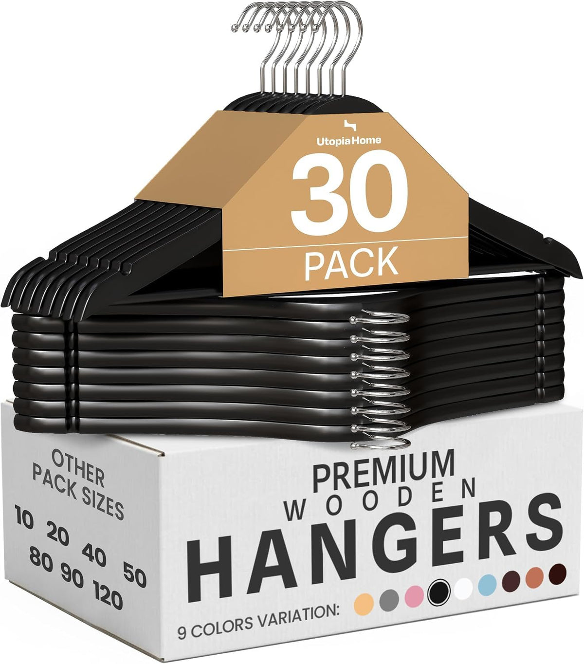 Utopia Home Wooden Hangers 30 Pack – Slim Suit Hangers Natural