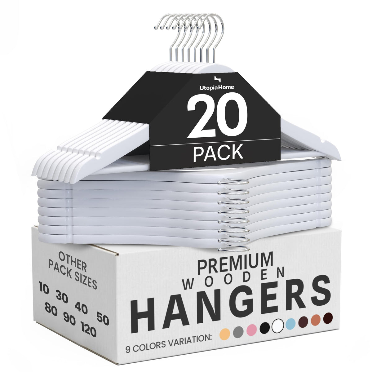 Utopia Home Wooden Hangers 20 Pack – Slim Suit Hangers Natural