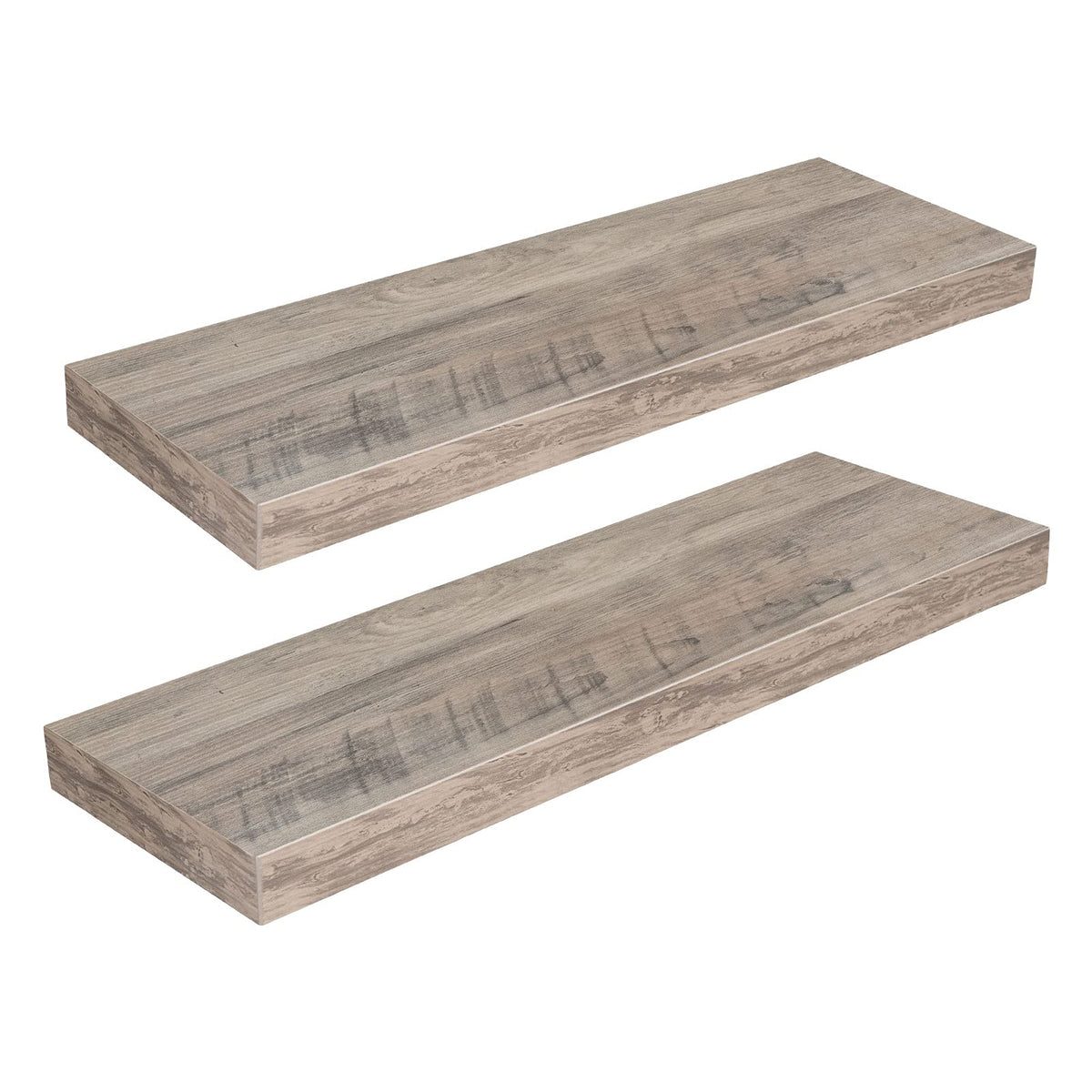HOOBRO Floating Shelves for Wall, Wall Mounted Shelf Set of 2, 15.7" Hanging Shelf with Invisible Brackets, for Wall Decor Storage in Bathroom Bedroom Kitchen Living Room Office, Rustic Brown BF40BJ01