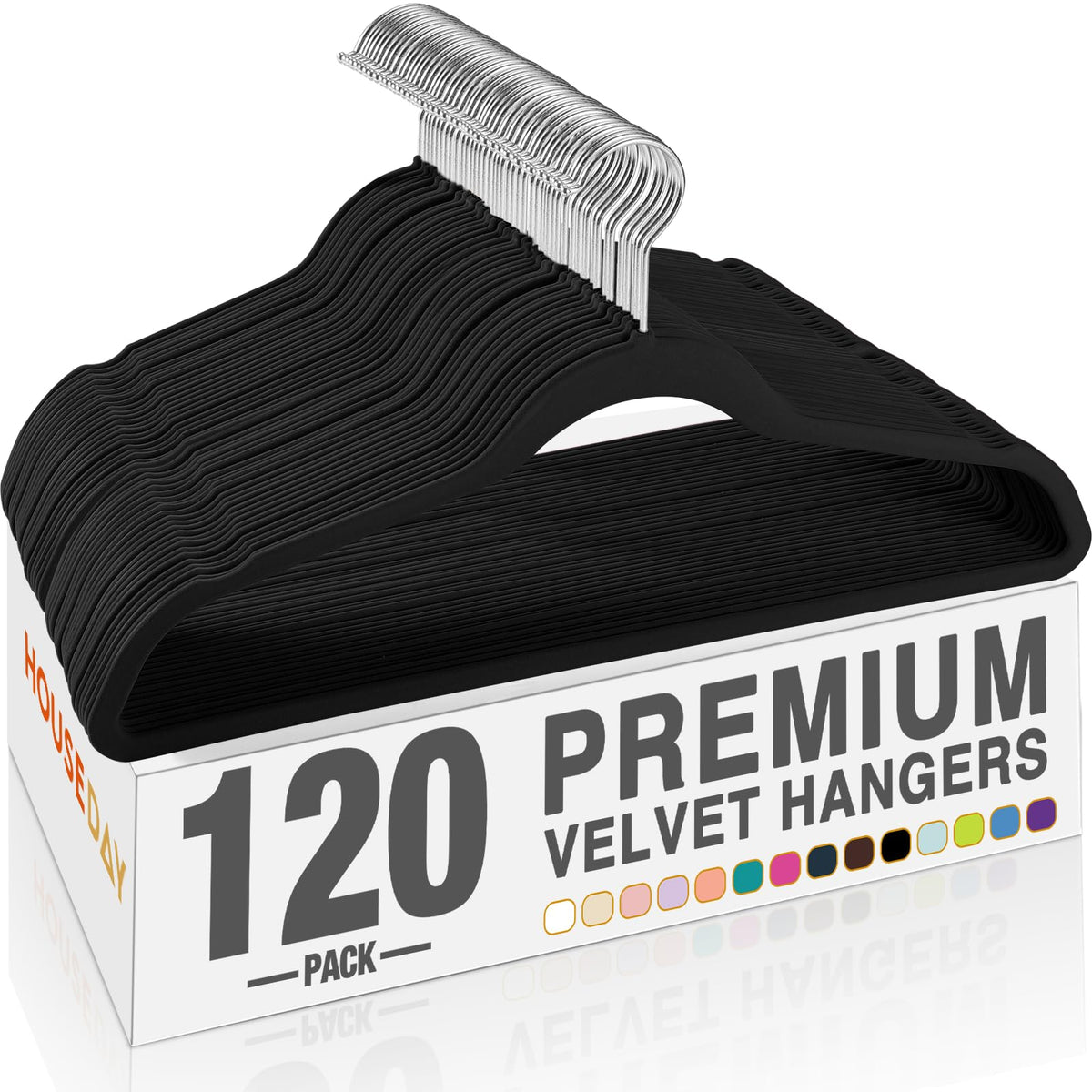 HOUSE DAY Black Velvet Hangers 60 Pack, Premium Non Slip Clothes Hangers