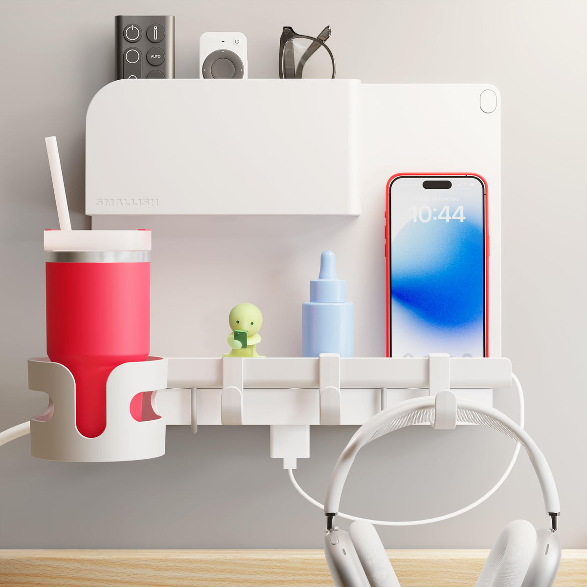 WallShelfie Bedside Wall Organizer & Dorm Decor for Dorm Room - White