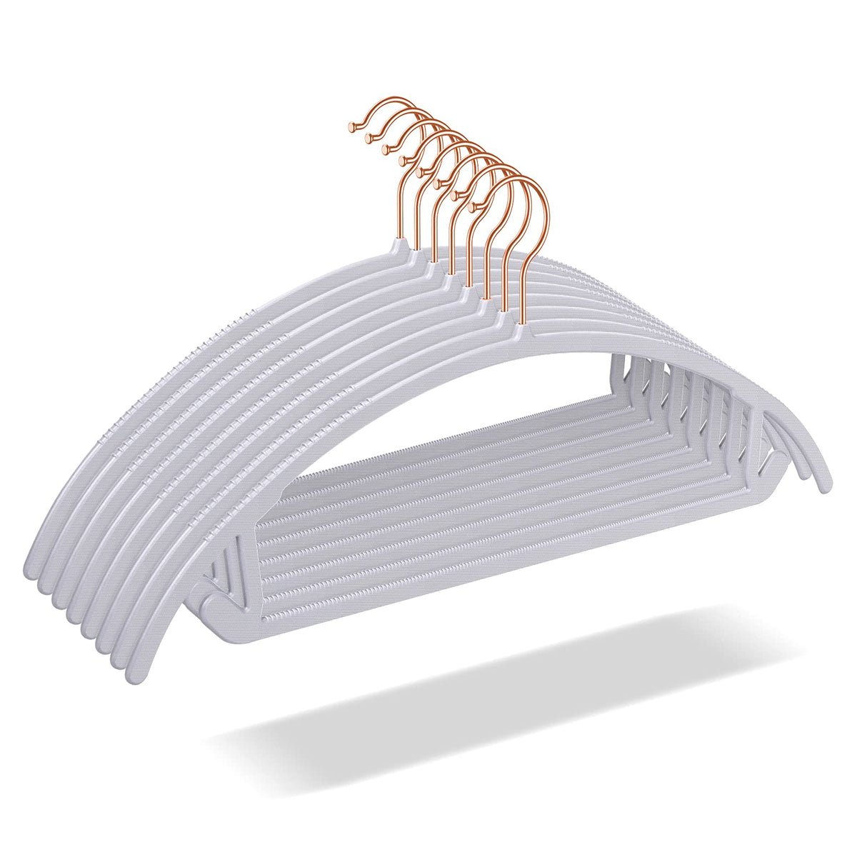OIKA 50 Pack No-Bump Plastic Clothes Hangers, Black, Non-Slip, Space-Saving