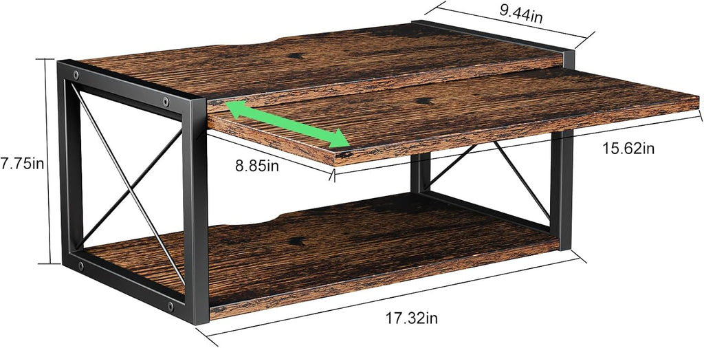 2-Tier Floating Nightstand, Wall Mounted Bedside Table, Wood Bedside Shelf Wall Mounted Nightstand, Floating Bedside Table Wall Shelf for Bedroom, Living Room, Kitchen, Office, Rustic Brown