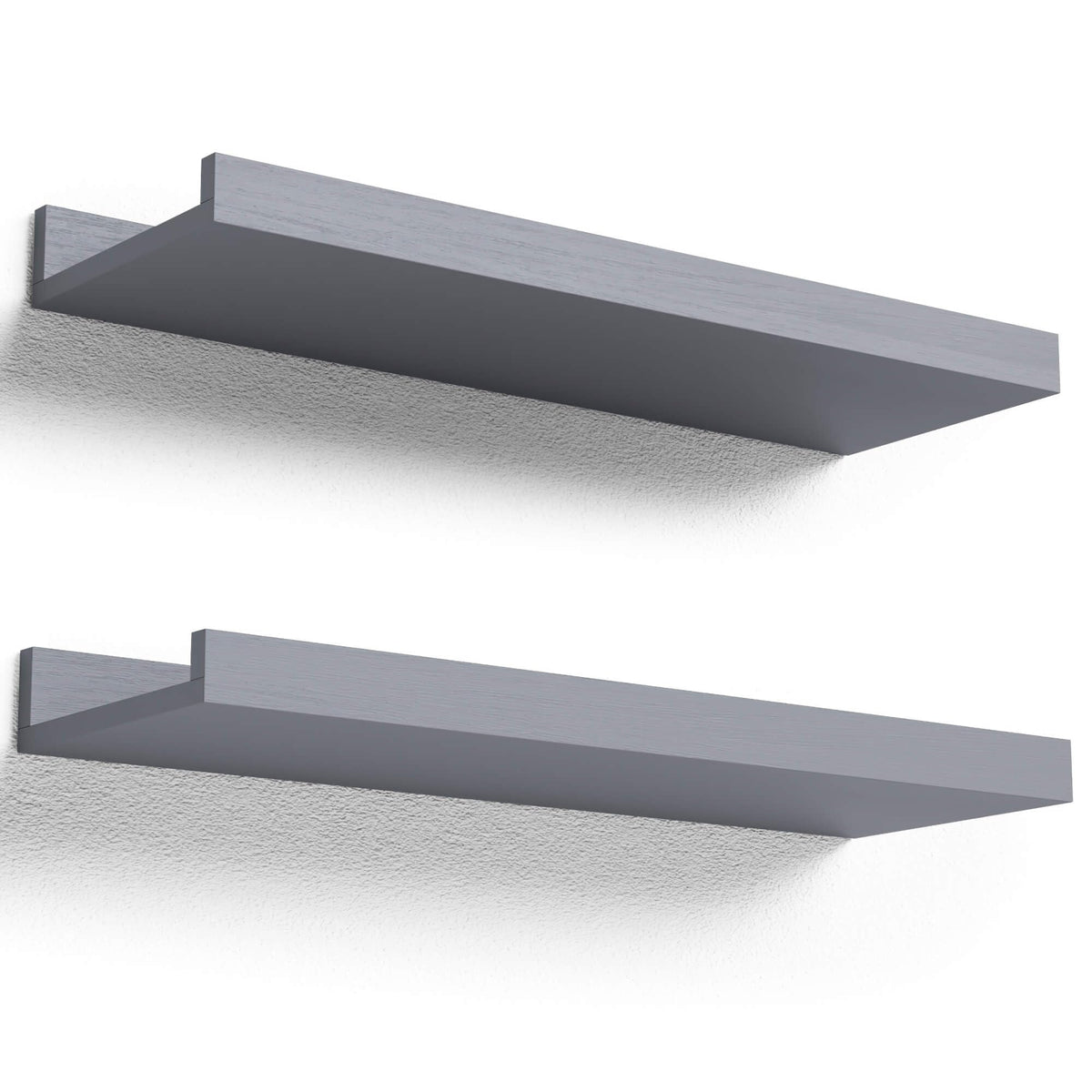 Boswillon Floating Shelves Set of 2, Small Wall Shelf with Lip, 16in, Black