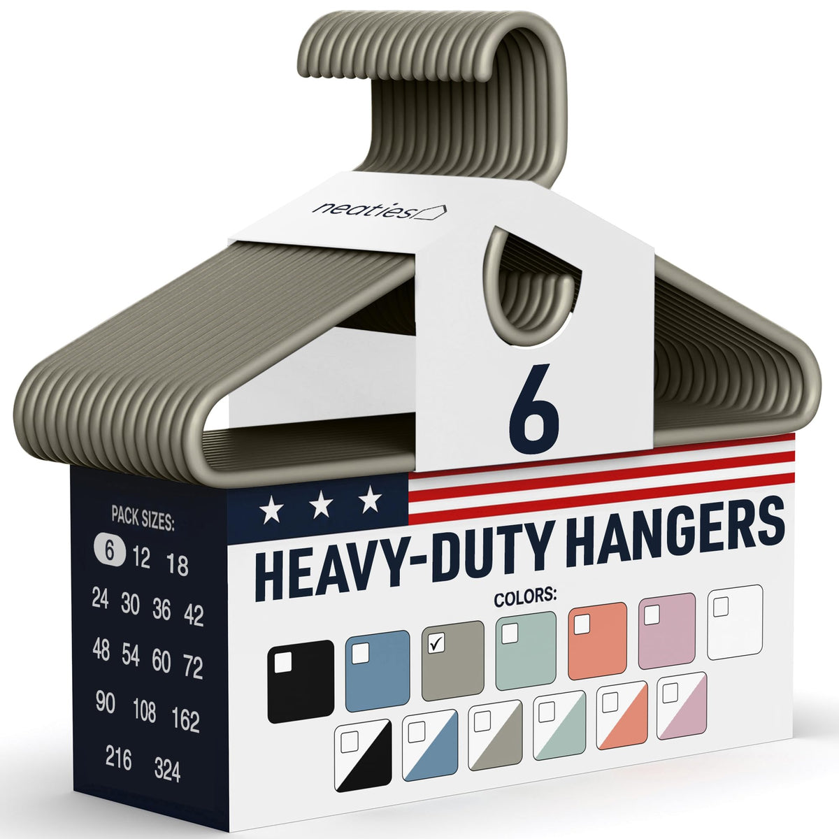 Heavy Duty Clothes Hangers 18 Pack – Made in the USA – 8lb Capacity Plastic Hangers for Adult Clothing – Durable for Pants, Coats, Jackets, or Jeans – White