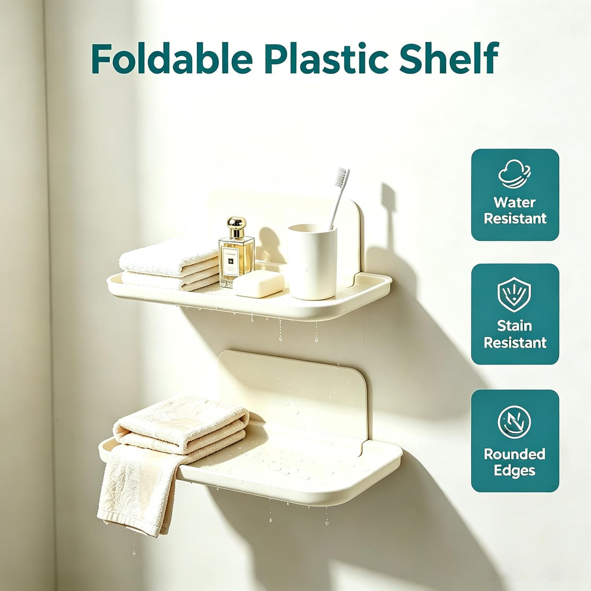 Folding RV Shelf, 2 Pack Fold Down Plastic Storage Rack