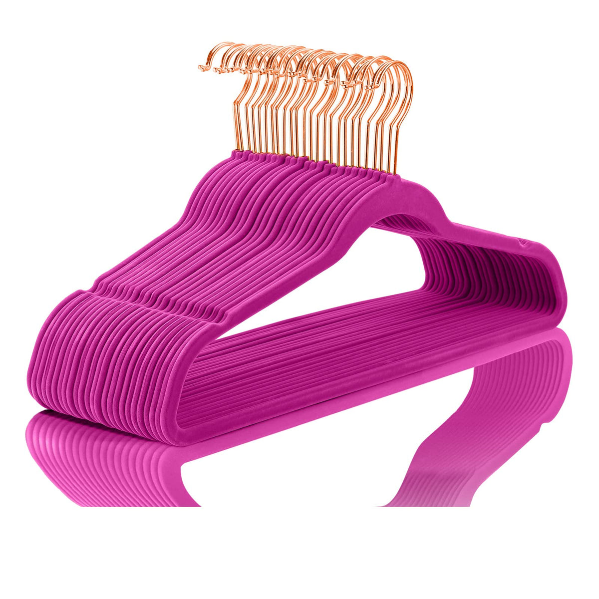 MIZGI Velvet Hangers 50 Pack Non Slip Heavy Duty Blush Pink Rose Gold Hooks