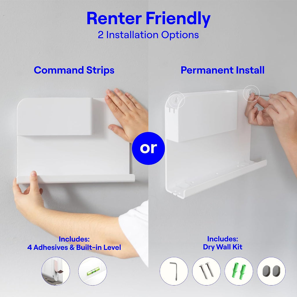 Smallish 2-Pack: WallShelfie & Shroommate - Bedside Wall Organizer with Shroommate Clip On Light Bundle - Dorm Room Essential, Floating Bedside Shelf Wall Mount, Clip on for Desk, Remote Holder
