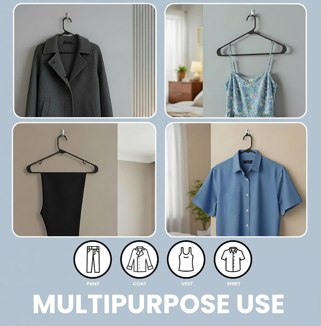 Utopia Home Plastic Hangers 50 Pack – Built-in Strap Hooks Black