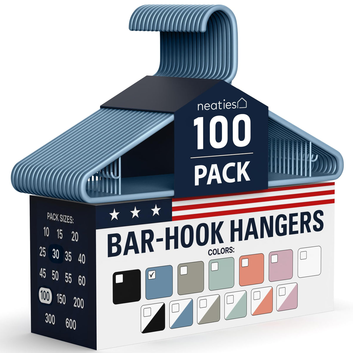 Plastic Hangers 30 Pack – Made in the USA – 6lb Capacity Standard Clothes Hangers with Strap Hooks for Dresses, Lingerie, Shirts, Pants, and Jackets – White
