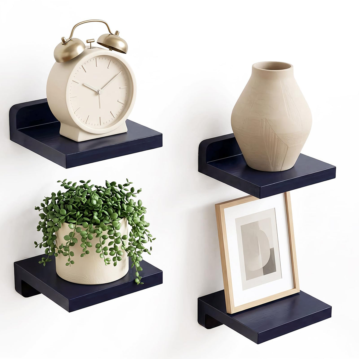 Fixwal Small Floating Shelves for Wall (Dark Carbonized, Set of 4, 5 Inch)