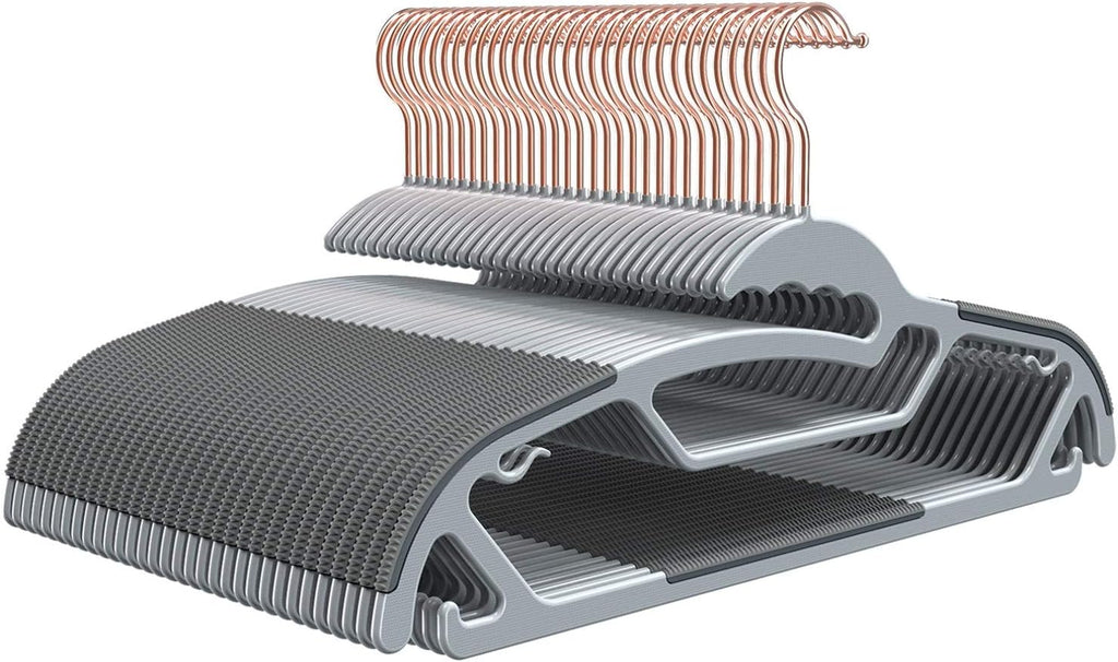 50 Pack S-Shaped Plastic Hangers, Non Slip, Gray