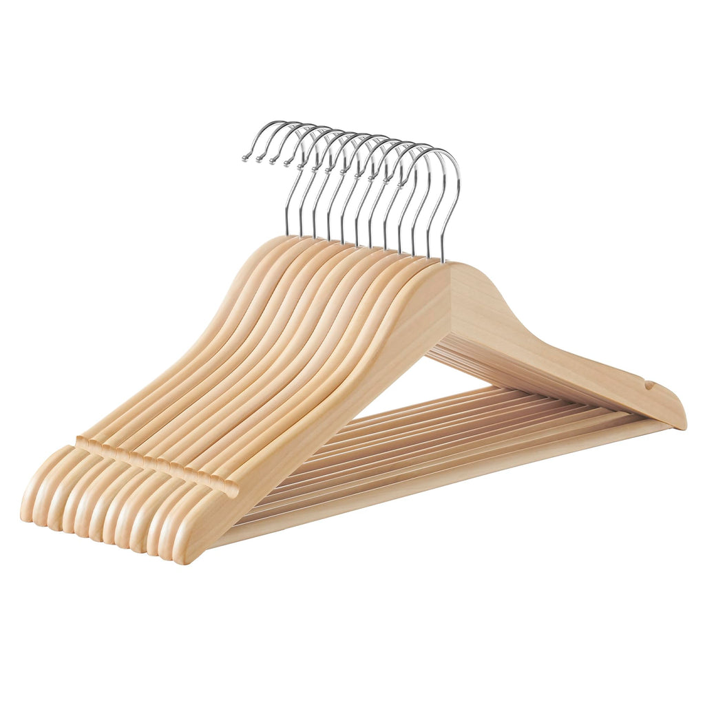 SONGMICS Wooden Hangers, Pack of 24, Maple Wood Clothes Hangers