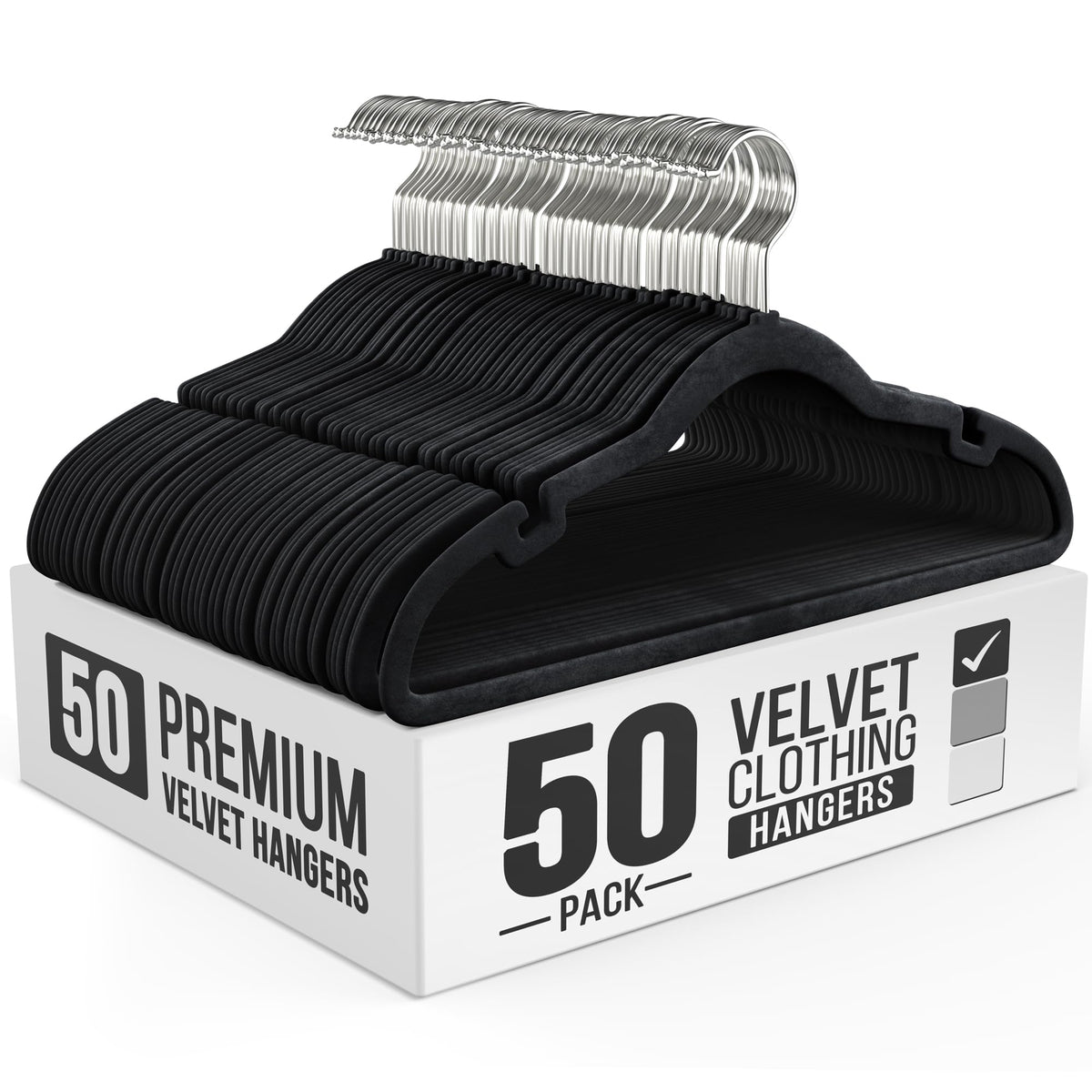 Our Modern Space 100 Pack Velvet Hanger for Shirt Pants Dresses Skirts Suits Jackets - Slim Space Saving Design - Standard Coat Hanger - Sturdy & Durable Design with Shoulder Grooves Hook