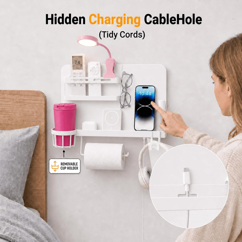 Floating Bedside Wall Shelf,【Metal】 Wall Organizer for College Dorm Decor