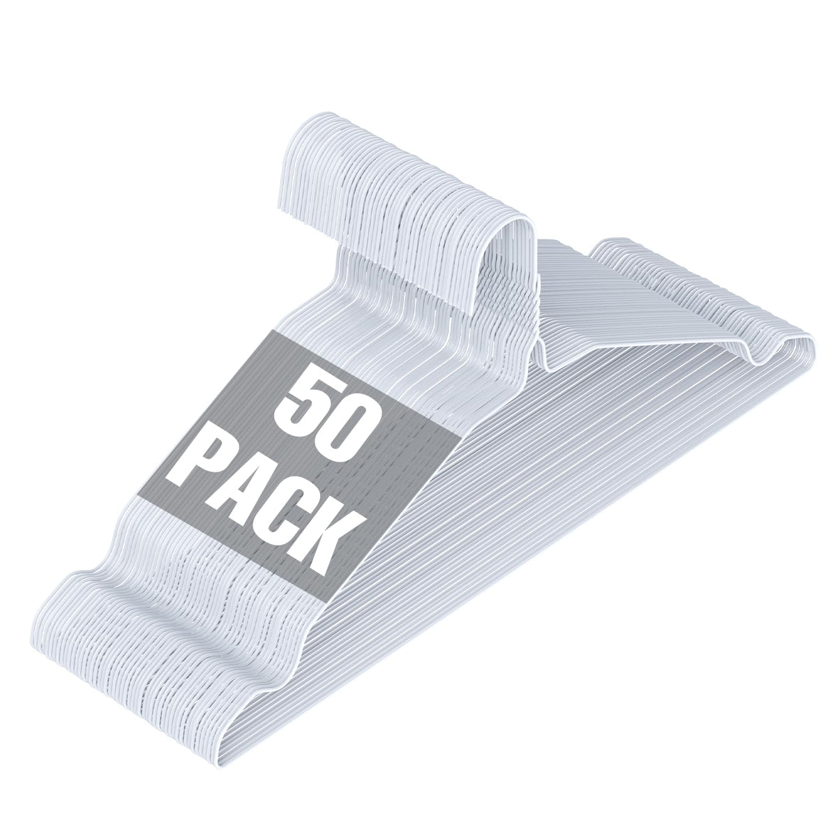SPECILITE Metal Wire Clothes Hangers Bulk 100 Pack with Grooves, Silver