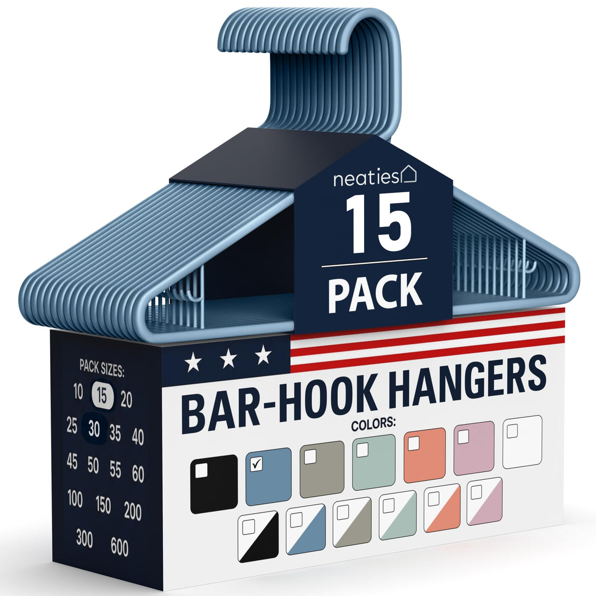 Plastic Hangers 30 Pack – Made in the USA – 6lb Capacity Standard Clothes Hangers with Strap Hooks for Dresses, Lingerie, Shirts, Pants, and Jackets – White