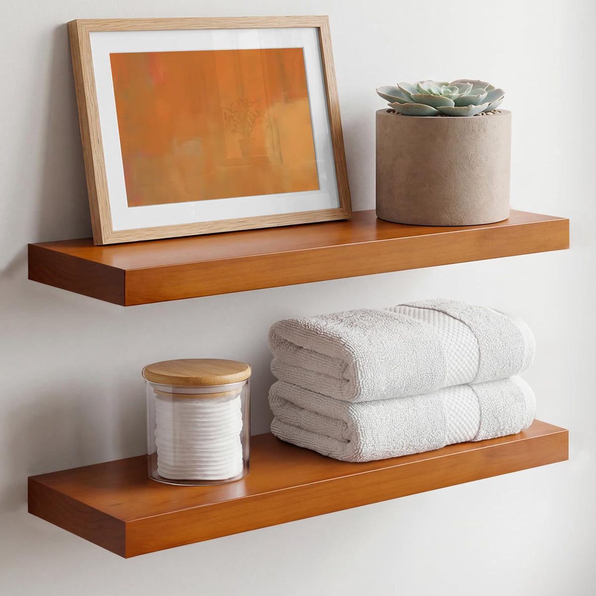Homeforia 12 Inch Floating Shelves, High-End Solid Pine Wood, Set of 2