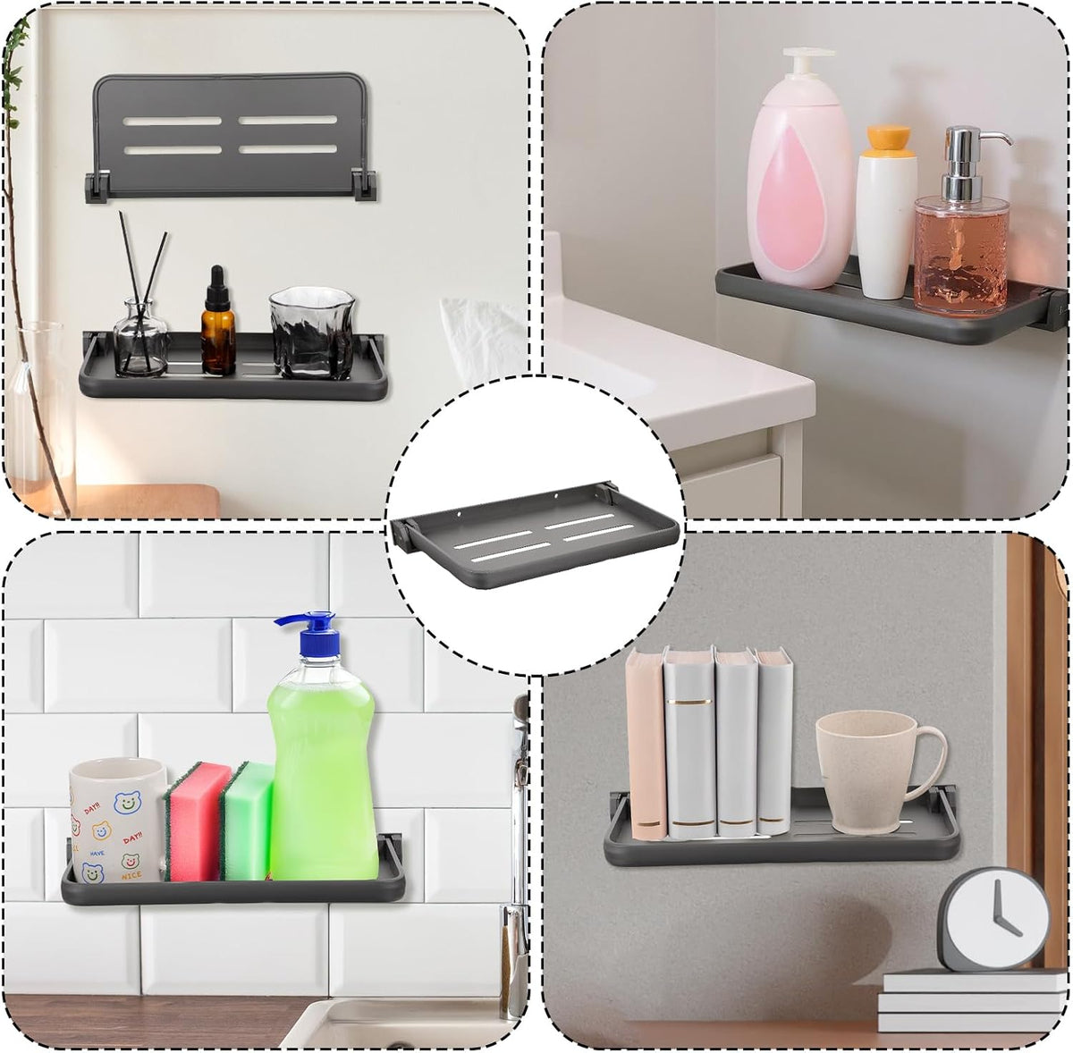 3 Pack RV Aluminum Fold Down Wall Shelf, Sturdy Wall-Mounted Folding Shelf Foldable Camper Accessory for Bathroom Kitchen Bedroom Organization RV Furniture Parts Hardware for Inside