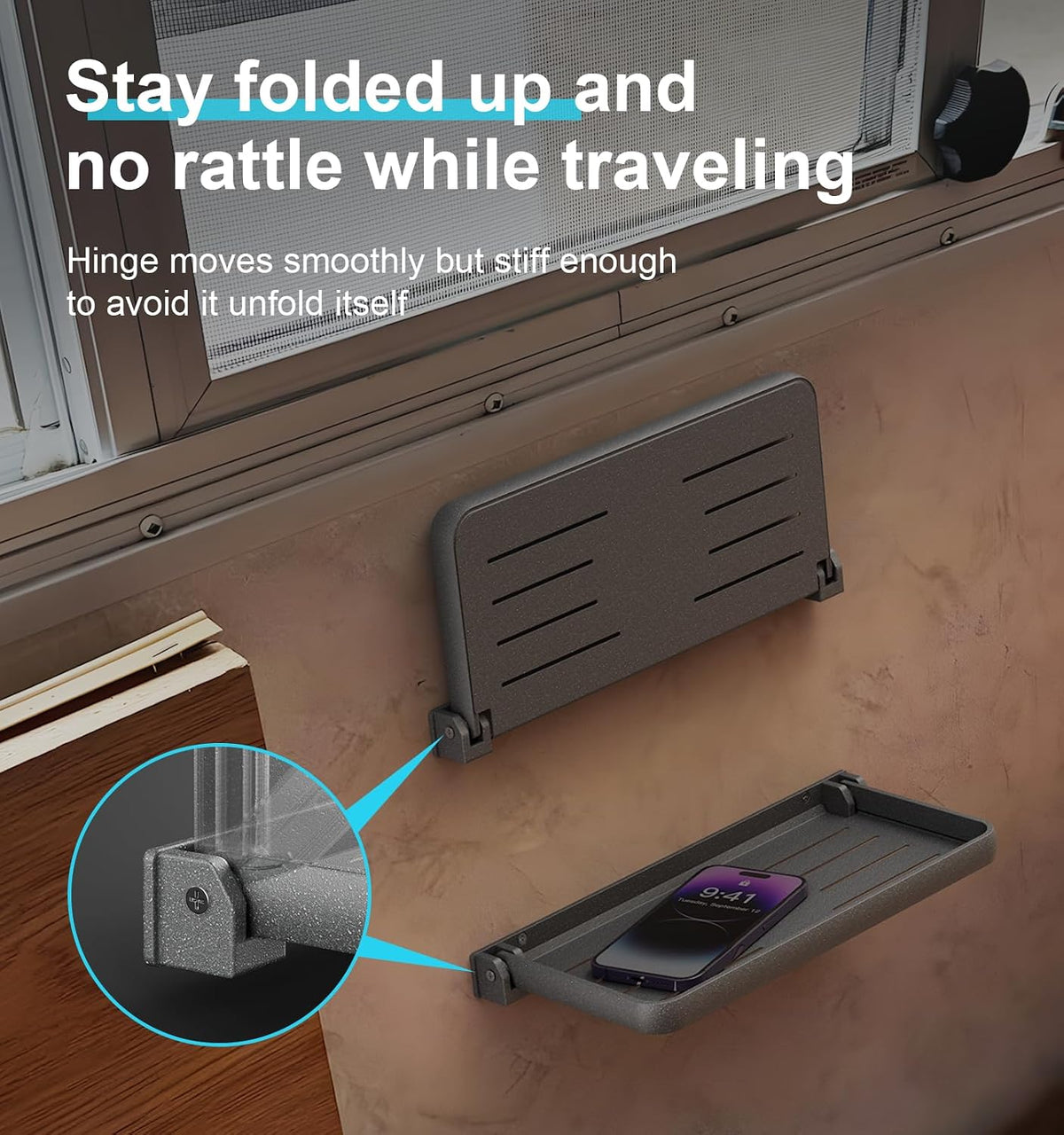 Aluminum RV Folding Shelf 12 Inch Wall Mounted Fold Down Shelves
