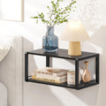 Floating Nightstand, Wood Bedside Shelf Wall Mounted Nightstand with Heavy-Duty Frame, Floating Bedside Table for Bedroom, Bathroom, Kitchen, (Vintage Brown, 1 Pack)