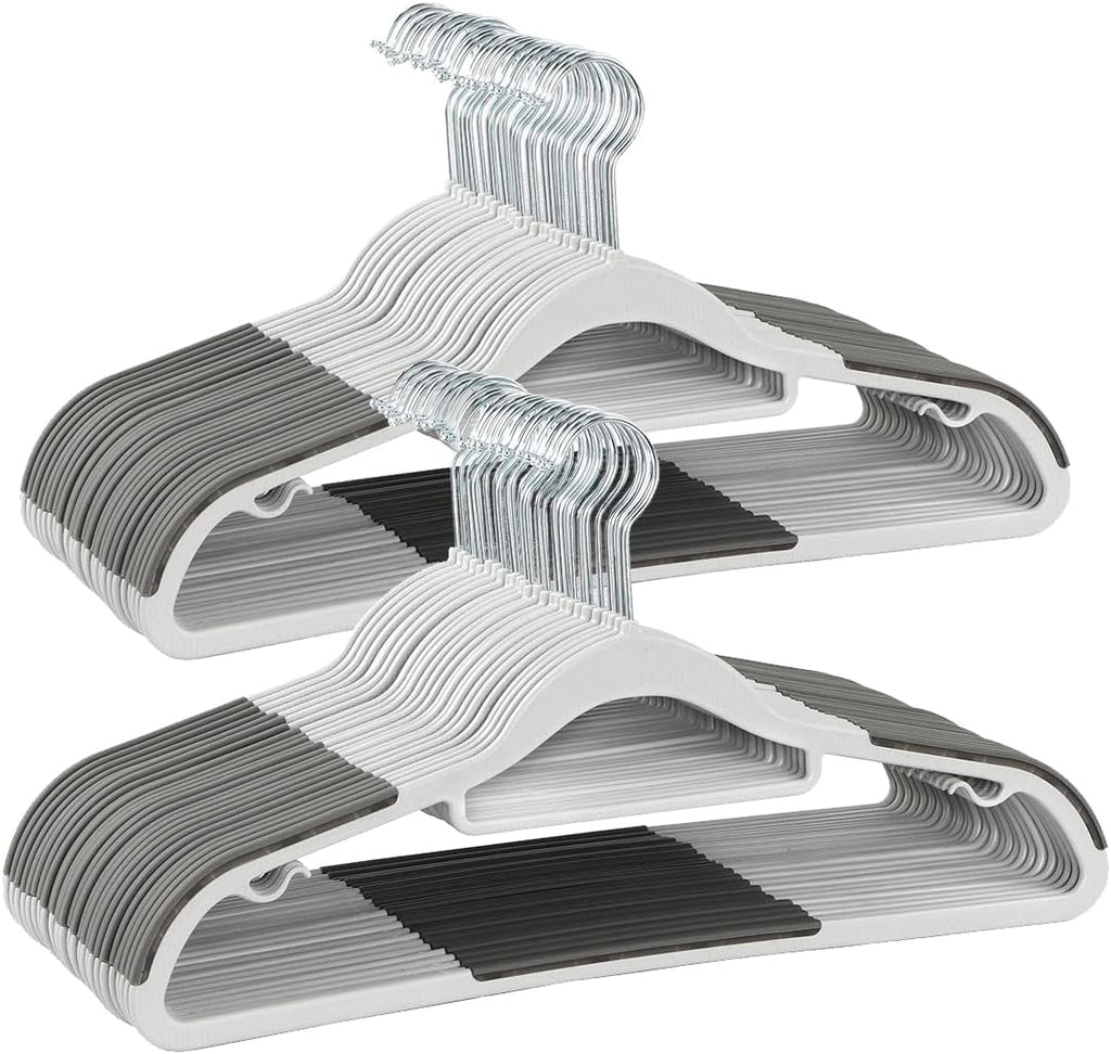 Finnhomy Bar Design Heavy Duty 50 Pack Plastic Hangers, Clothes Hangers with Non-Slip Pads, Great for Shirts, Pants, Scarves, Strong Enough for Coat, Gray