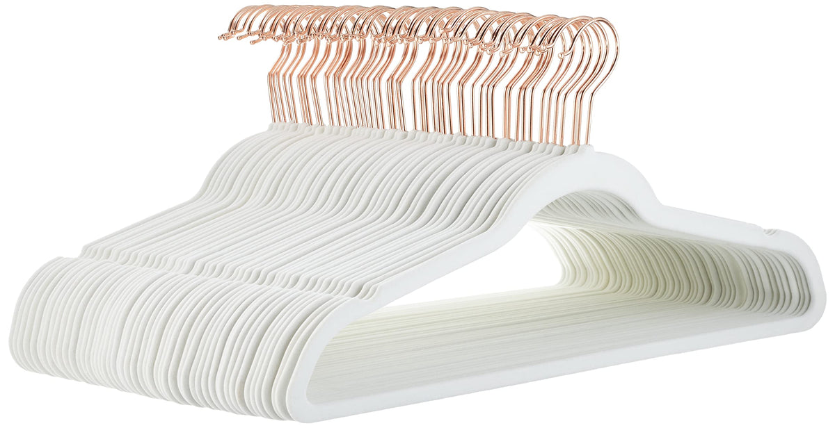 Amazon Basics Slim Velvet Non-Slip Space Saving Suit Clothes Hangers for Closet Organization, Black/Silver, 30-Pack
