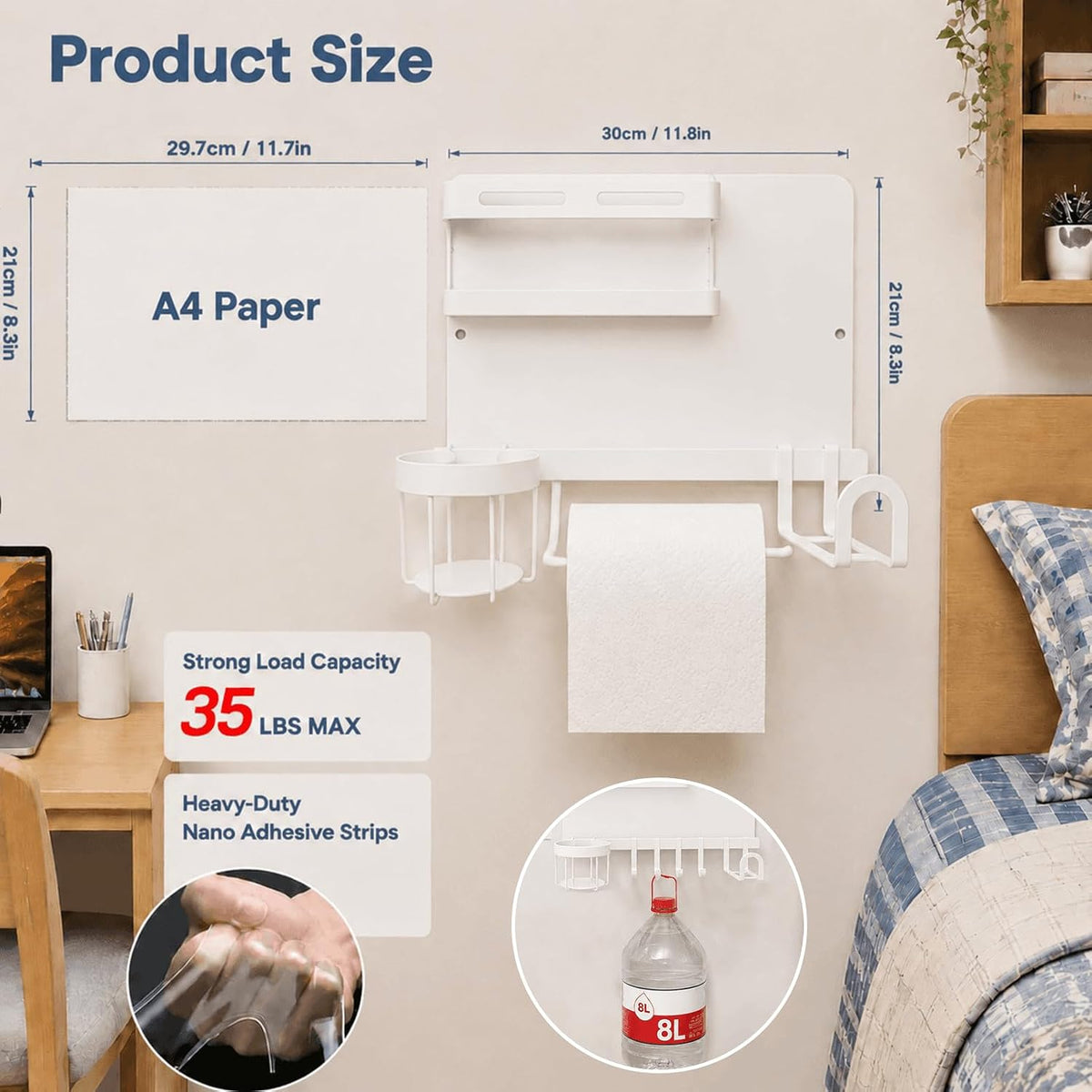 Floating Bedside Wall Shelf,【Metal】 Wall Organizer for College Dorm Decor