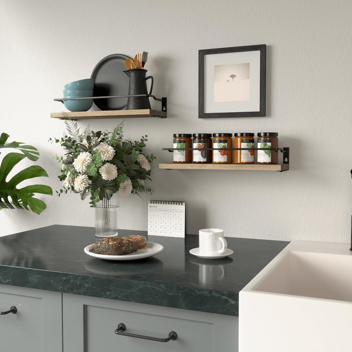 RICHER HOUSE Floating Shelves Bathroom, Small Wall Shelf Over Toilet 2 Set