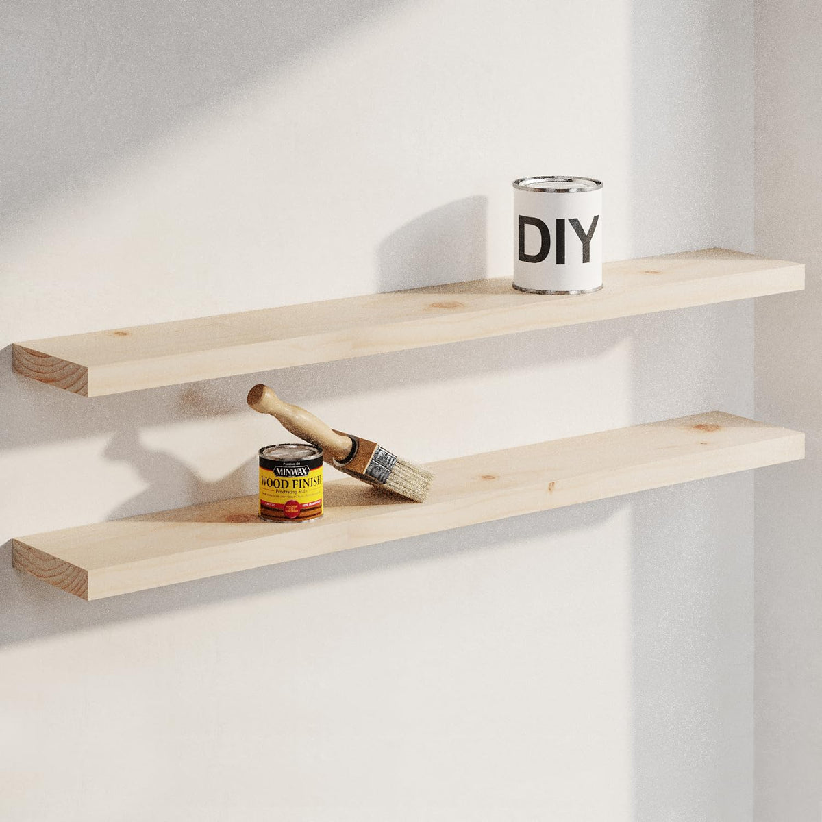 Homeforia 12 Inch Floating Shelves, High-End Solid Pine Wood, Set of 2