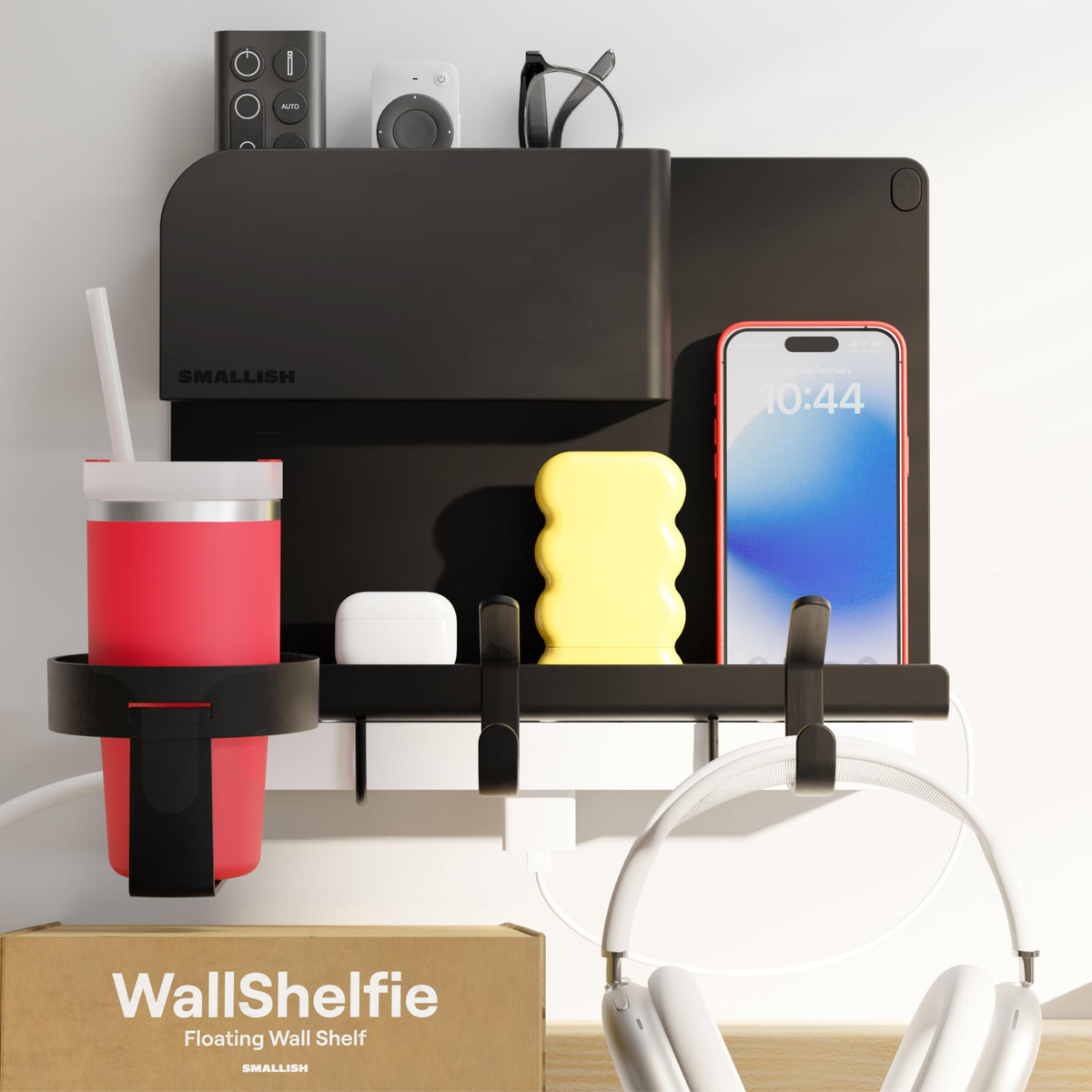 WallShelfie Bedside Wall Organizer & Dorm Decor for Dorm Room - White