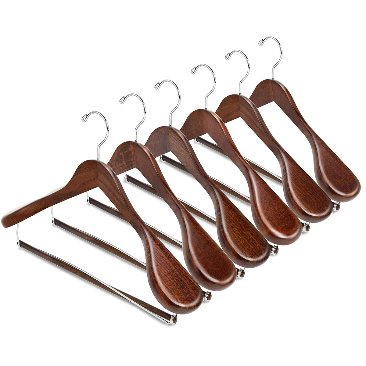 Amber Home 6 Pack Natural Wide Shoulder Wooden Suit Hangers