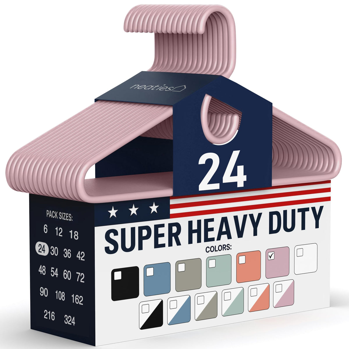 Super Heavy Duty Clothes Hangers 18 Pack – Made in the USA - 10lb Capacity, Thick Plastic Hangers for Pants, Coats, Jackets, Jeans and Adult Clothing – White