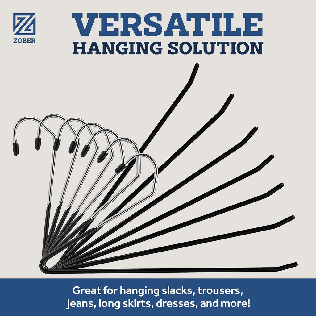 Zober Open Ended Pants Hangers, Metal Clothes Hangers for Jeans, 20 Pack