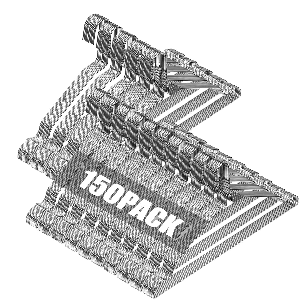 SPECILITE Metal Wire Clothes Hangers Bulk 100 Pack with Grooves, Silver