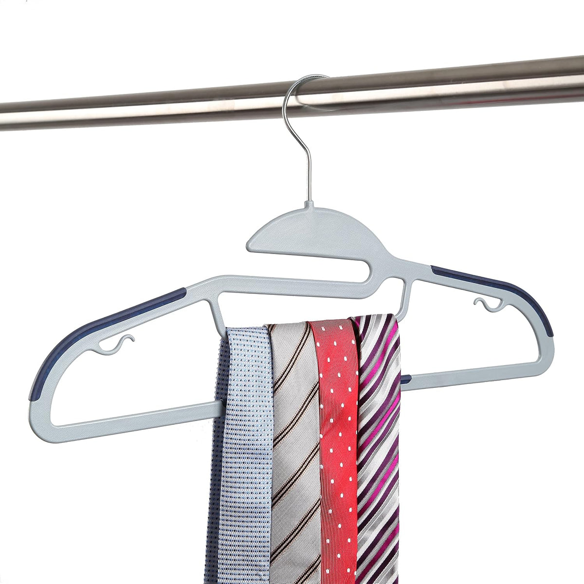 Finnhomy 50 Pack Plastic Hangers, Heavy Duty Clothes Hangers with Non-Slip Pads, Space Saving Easy Slide Clothes Hanger for Closet, Great for Shirts, Pants, Scarves, Strong Enough for Coat