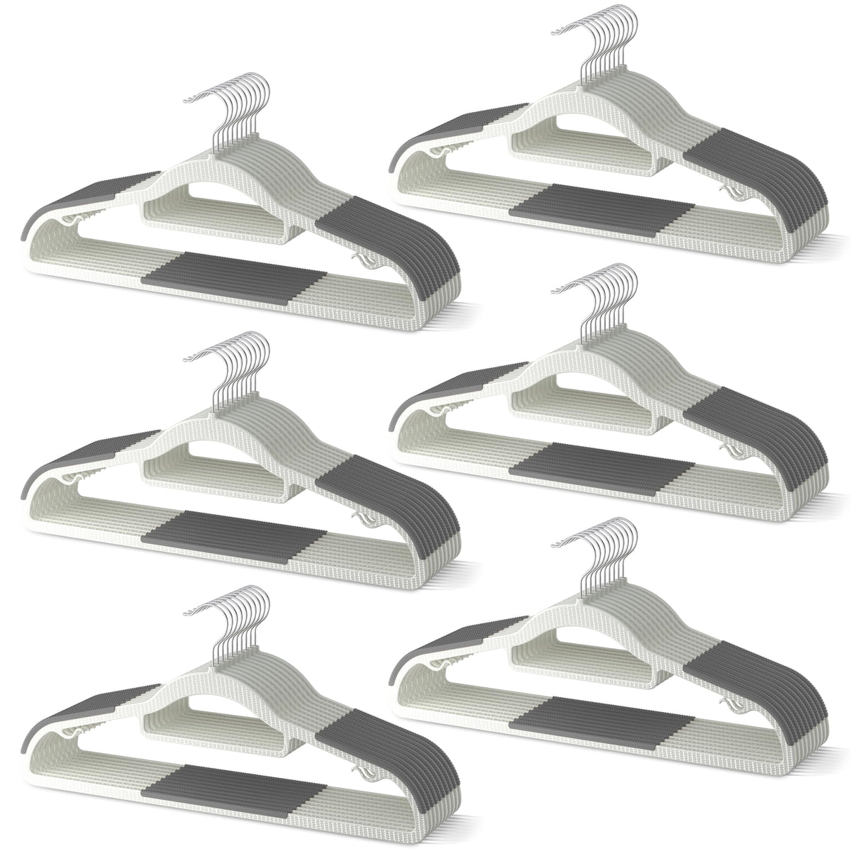 20 Pack Heavy Duty Plastic Hangers, Non Slip Clothes Hangers with Rubber Pads and 360° Hook - Thin Space Saving Hanger, Closet Organizer for Shirt, Pants, Suit, Skirt,Coat - Gray